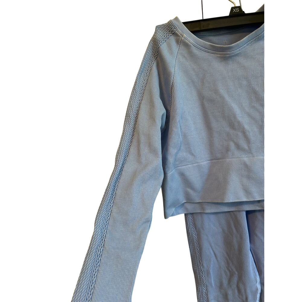 Aerie Offline Blue Workout Set Ribbed - Picture 3 of 6